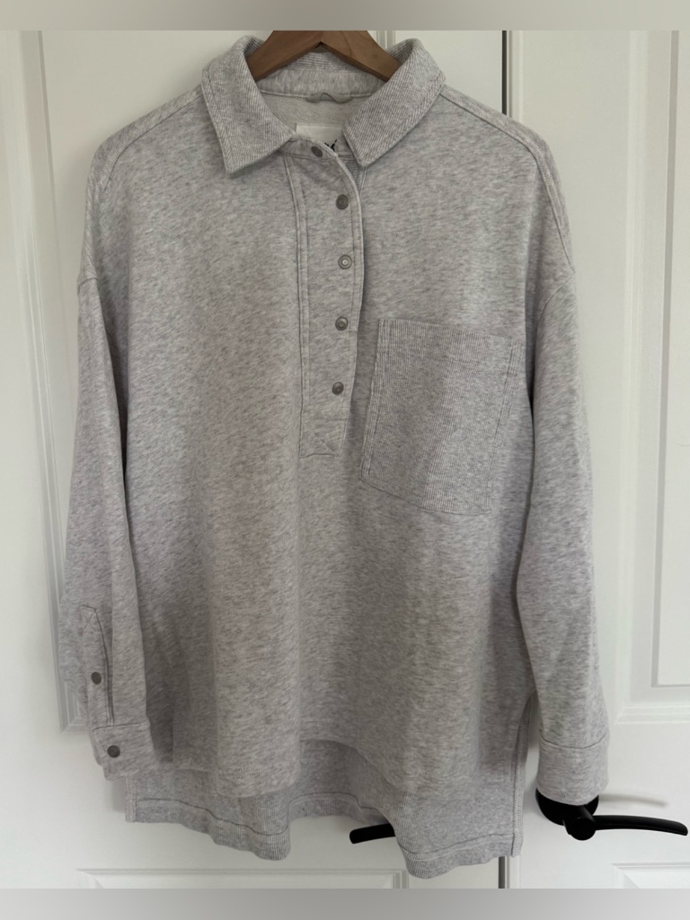 aerie Light Gray Snap-Front Pullover